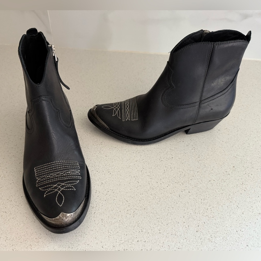 Golden Goose Young Western Boots Black Leather Size EU 36 US 6 - Picture 5 of 8